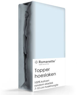 Romanette Topper Hoeslaken Katoen Romanette Blauw-180 x 200 cm