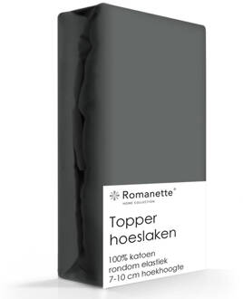 Romanette Topper Hoeslaken Katoen Romanette Kiezel-180 x 220 cm Grijs