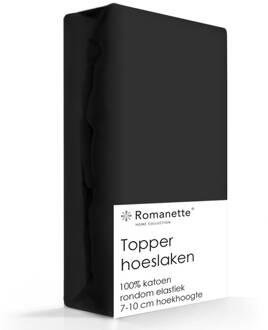 Romanette Topper Hoeslaken Katoen Romanette Zwart-160 x 200 cm