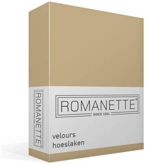 Romanette velours hoeslaken - Lits-jumeaux (180x210 cm) - Camel Geel