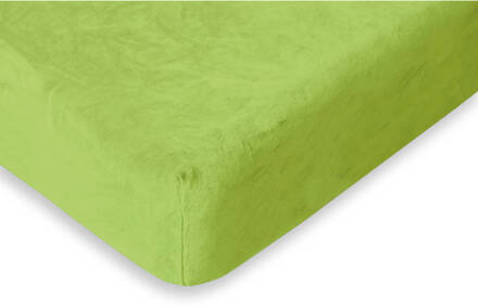 Romanette velours hoeslaken - Lits-jumeaux (180x210 cm) - Lemon Groen