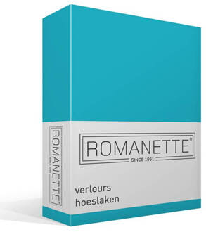 Romanette velours hoeslaken - Lits-jumeaux (180x210 cm) - Petrol Blauw