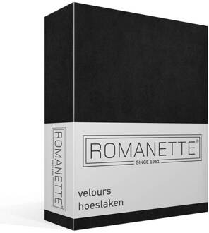 Romanette velours hoeslaken - Lits-jumeaux (180x210 cm) - Zwart