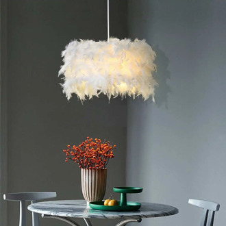 Romantic Feather Chandelier E27 Bedroom Living Room Bedside Lighting Chandelier 25/30/40/45cm Lampshade Home Decoration
