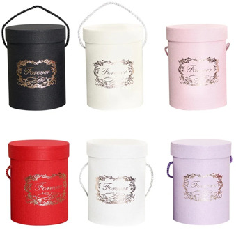 Romantic Round Flower Box Small Flower Box With Rope Festive Party Supplies Wedding Decoration Gift Wrap Storage Supplies