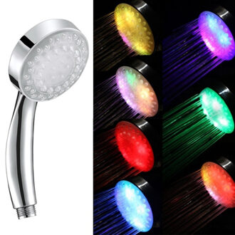 Romantische Automatische 7 Kleur 5 Led Verlichting Overhandigen Regendouche Enkele Ronde Kop RC-9816 Voor Water Bad Badkamer