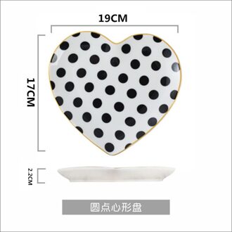 Romantische Hartvormige Dessert Borden Keramische Tafel Decor Zwart En Wit Geometrische Gold Frame Home Decor Tablewares