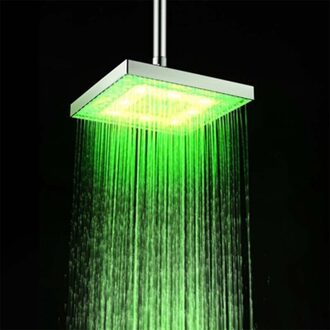 Romantische Overhead Regen Sproeiers Top Regendouche Waterbesparende Douchekop Hoge Druk Kleurrijke Vierkante Led Licht Badkamer Sprinkler groen