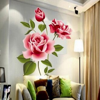 Romantische Rose Bloem Muurstickers Home Decor Woonkamer Slaapkamer Bloem Winkel 3D Effect Pvc Stickers Dag Moeder