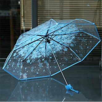 Romantische Transparant Clear Paraplu Kersenbloesem Paddestoel Apollo Sakura 3 Fold Paraplu Voor Wind Zware Regen Vrouwen Parasol
