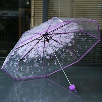 Romantische Transparant Clear Paraplu Kersenbloesem Paddestoel Apollo Sakura 3 Fold Paraplu Voor Wind Zware Regen Vrouwen Parasol