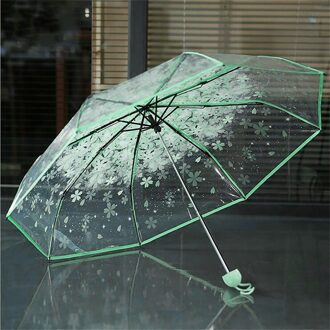 Romantische Transparant Clear Paraplu Kersenbloesem Paddestoel Apollo Sakura 3 Fold Paraplu Voor Wind Zware Regen Vrouwen Parasol