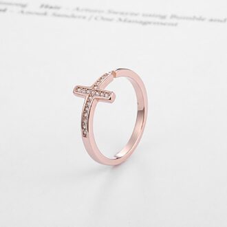 Romantische Valentijnsdag 925 Sterling Zilveren Kruis Vinger Ringen Voor Vrouwen Verstelbare Classic Ringen Vrouwelijke Mode-sieraden roos goud