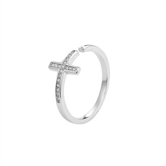 Romantische Valentijnsdag 925 Sterling Zilveren Kruis Vinger Ringen Voor Vrouwen Verstelbare Classic Ringen Vrouwelijke Mode-sieraden