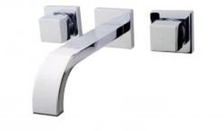 Rombo 2-knops wastafelkraan wandmontage, chroom