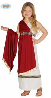 Romeins Meisje Jurk Rood - Zalm, Wit - Transparant