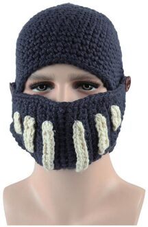 Romeinse Hoed Winter Grappig Beanie Hoeden Voor Mannen Warm Masker Ridder Helm Gebreide Cap Handgemaakte Gladiator Masker Hoed Mannen kleding Hat05 purplish blauw