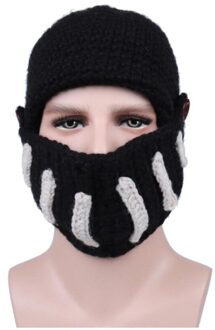 Romeinse Hoed Winter Grappig Beanie Hoeden Voor Mannen Warm Masker Ridder Helm Gebreide Cap Handgemaakte Gladiator Masker Hoed Mannen kleding Hat05 zwart
