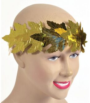 Romeinse Lauwerkrans met gouden blaadjes - Carnaval verkleed artikelen Goudkleurig