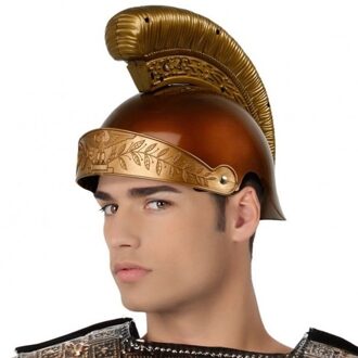 Romeinse verkleed helm - voor volwassenen - 60 cm - kunststof - verkleedhelm romeinen Bruin