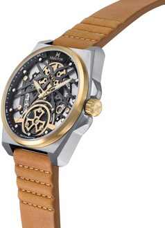 Romero leren band horloge Zilver en goud