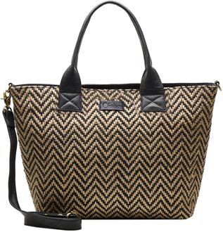 Romio Jaquard Shopper 14" black damestas Zwart - H 30 x B 50 x D 13 cm