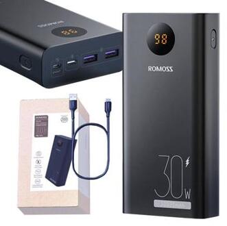 Romoss PEA30 30000mAh Power Bank - USB-C, USB-poorten - Zwart