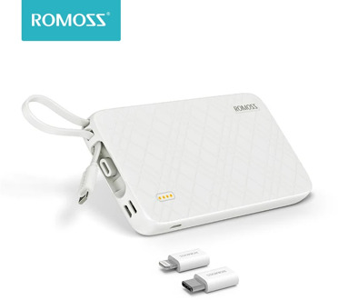 ROMOSS QS10 Power Bank10000mAh With Built-in Micro USB Cable External Battery Pack Travel Size Portable Charger For iPhone
