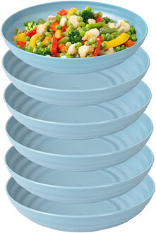 Rond bord/camping - 12x - diep bord - D19 cm - blauw - kunststof - onbreekbaar servies