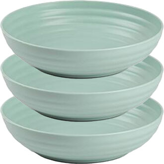 Rond bord/camping - 6x - diep bord - D22 cm - mintgroen - kunststof - onbreekbaar