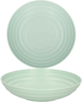 Rond bord/camping - 8x - diep bord - D19 cm - groen - kunststof - onbreekbaar