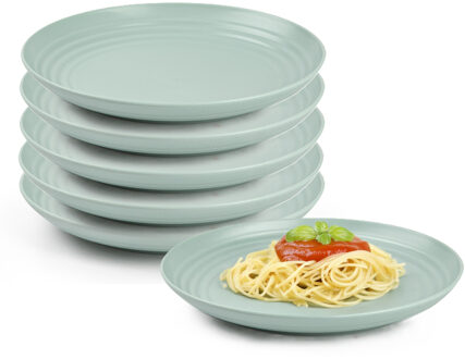 Rond bord/camping bord - 12x - D20 cm - groen - kunststof - onbreekbaar - servies