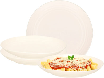 Rond bord/camping bord - 6x - D22 cm - ivoor wit - kunststof - onbreekbaar