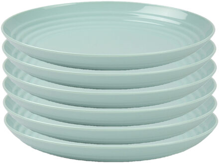Rond bord/camping bord - 6x - D22 cm - mintgroen - kunststof - onbreekbaar