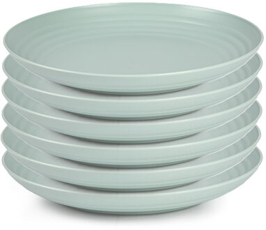 Rond bord/camping bord - 6x - Dia 25 cm - mintgroen - kunststof - onbreekbaar