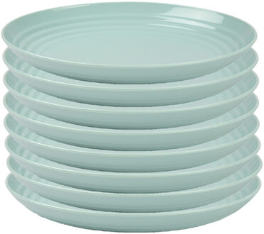 Rond bord/camping bord - 8x - D22 cm - mintgroen - kunststof - onbreekbaar