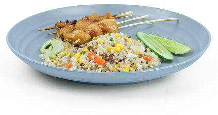 Rond bord/camping bord - D20 cm - ijsblauw - kunststof - onbreekbaar - servies