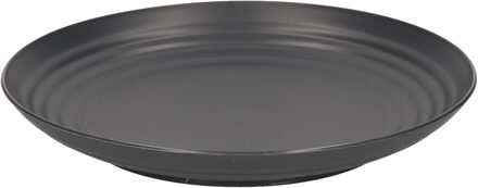 Rond bord/camping bord - D25 cm - zwart - kunststof - onbreekbaar - servies