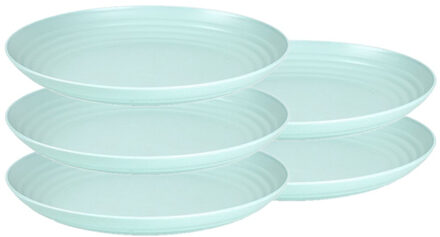 Rond bord/camping bord - Set van 10x stuks - D25 cm - mintgroen - kunststof