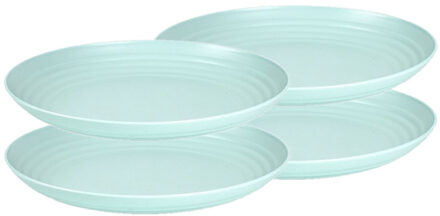 Rond bord/camping bord - Set van 4x stuks - D25 cm - mintgroen - kunststof