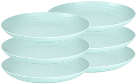 Rond bord/camping bord - Set van 6x stuks - D25 cm - mintgroen - kunststof