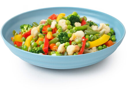 Rond bord/camping - diep bord - D19 cm - blauw - kunststof - onbreekbaar servies