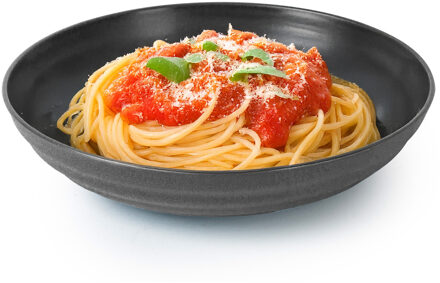 Rond bord/camping - diep bord - D19 cm - zwart - kunststof - onbreekbaar servies