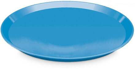 Rond dienblad/serveerblad - Blauw - kunststof - Dia 34 x H2 cm - Serveren - Kopjes/glazen