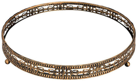 Rond gouden kaarsenplateau/kaarsenbord met spiegelbodem - D25 cm - onderbord / kaarsenbord Goudkleurig