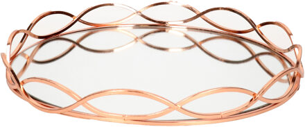 Rond kaarsenbord/kaarsen plateau koper - met spiegelbodem - D31 x H4 cm
