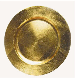 Rond kaarsenbord/kaarsenplateau goud van kunststof 33 cm - Kaarsenplateaus Goudkleurig