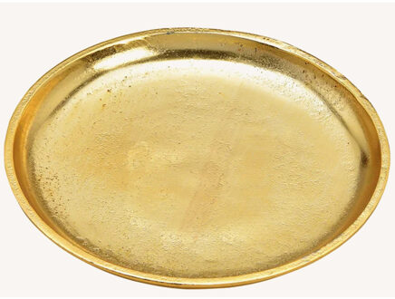 Rond kaarsenbord/kaarsenplateau goud van metaal 20 x 2 cm