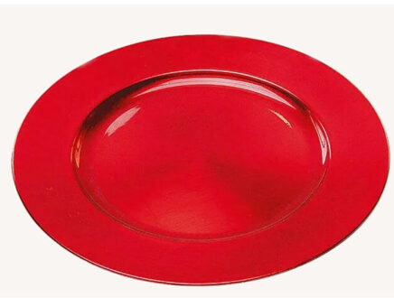 Rond kaarsenbord/kaarsenplateau rood van kunststof 33 cm - Kaarsenplateaus