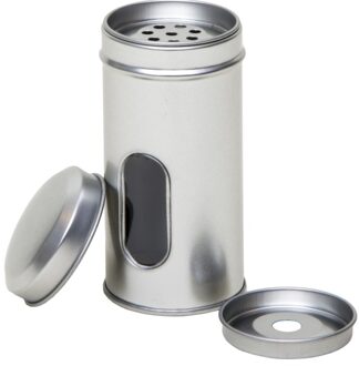Rond kruidenpotje met strooier - 10 x 5 cm - Kruidenstrooier - Specerijen potje/blikje - zilver